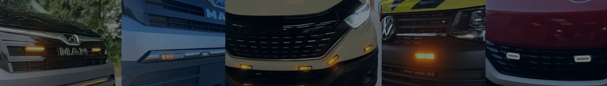 Blixtljus skåpbil banner